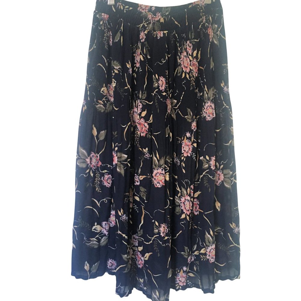 Vintage Sag Harbor Petite Blue Floral Skirt - Small